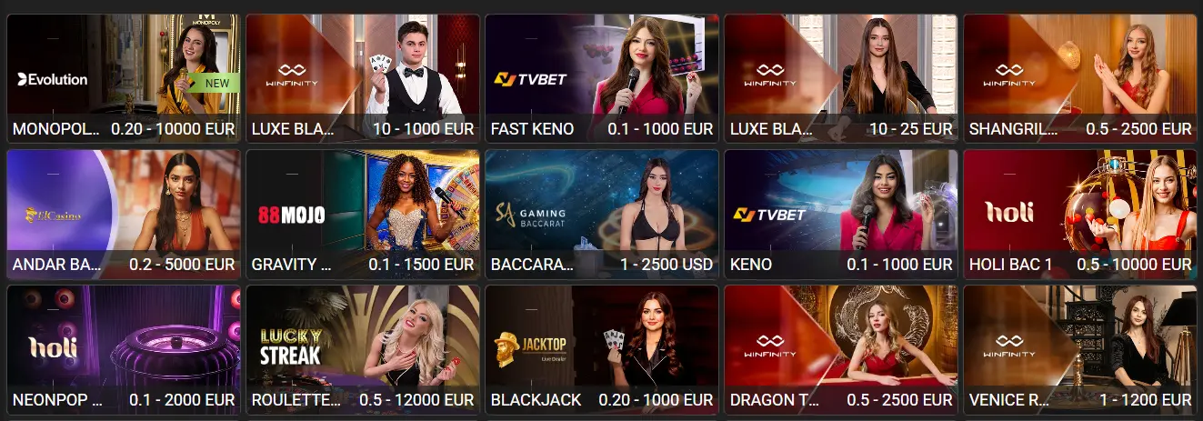 Megapari Live Casino y Juegos de Mesa